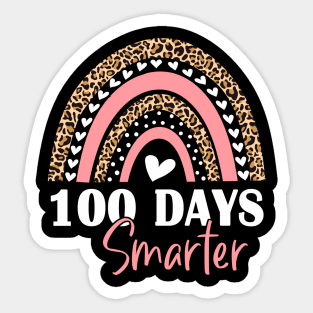 100 Days Smarter Happy 100th Days of School Rainbow Leopard Sticker